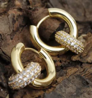 NWT 14K GP “Do everything in Love” CZ ring hoop earrings thumbnail 1