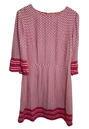 Boden‎ Women's Andrea Belted Dress Pink White Orange Floral Stripes Bell Sleeve thumbnail 1
