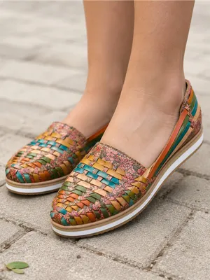 Indios by Impucalza Mexican Leather Floral Woven Huarache Boho Flats US 8 MX 25 thumbnail 9