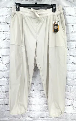 NWT Avia Pants Women's XL Beige Stripe Cinchable Hem Lightweight Pockets thumbnail 1