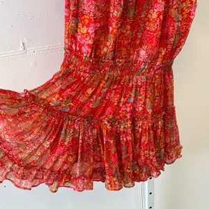 We're All‎ Pretty Girls Boho Summer Floral Elastic Waist Mini Dress Red Small thumbnail 5