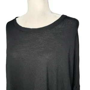 J.Crew Sweater Large Pullover 100% Merino Wool Dolman Sleeve Black Oversized thumbnail 4