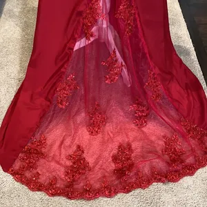 Women’s Deep Red Full Length Prom Party Formal Dress with Small Train Size 4 NWT thumbnail 5