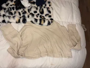free people we the free long sleeve crop top tan thumbnail 2