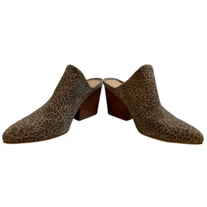 ABLE Tan/Black Leopard Print Heeled Pointed Toe Slip On Mules Shoes - Size 8.5 thumbnail 5
