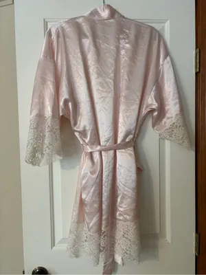 Christian Dior Pink Satin Lace Robe thumbnail 2