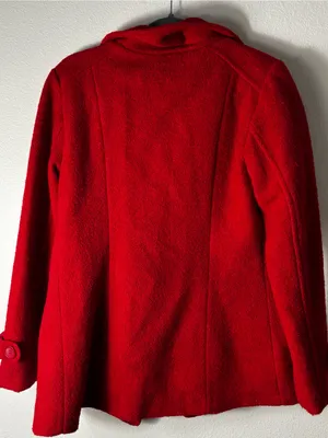 BNCI by Blanc Noir Red Wool Peacoat Double Breasted Small thumbnail 7