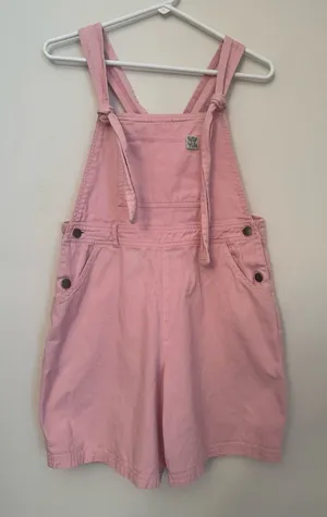 Lucy & Yak Dungaree Shorts Women’s XS Light Pink Organic Cotton Bib Overalls thumbnail 1