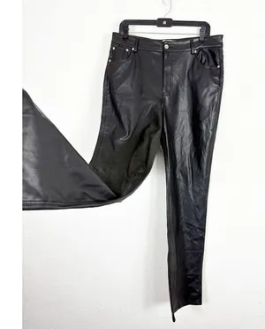 Zara Full Length Faux The 90S Leather Black Pants Size 10 Straight Leg High Rise thumbnail 9