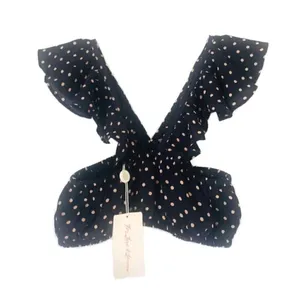 NEW For Love and‎ Lemons Navy Polka Crop Top thumbnail 5