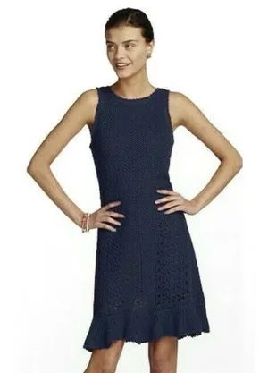 Lilly Pulitzer Molly Navy Harbor Crochet Sleeveless Sweater Dress Size Large thumbnail 1