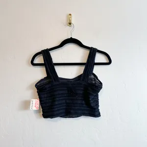 Free People Movement | Femme Sheer Cropped‎ Athletic Tank Top in Black thumbnail 3