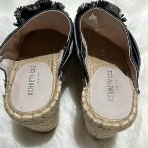 Kenneth Cole Gunmetal Grey Satin Espadrilles Wedge‎ Sandals Size 7.5M. B83 thumbnail 7