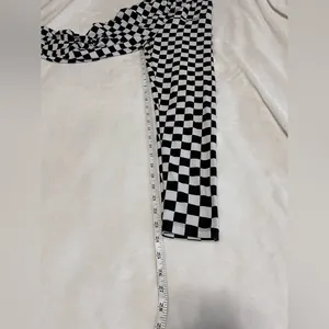 EYE CANDY Black & White Checkered Soft Leggings Gameday Racing Sz S EUC thumbnail 6
