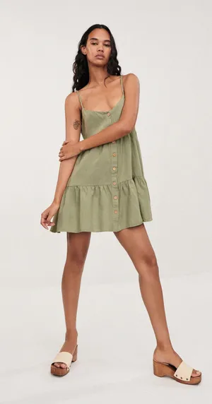 Dress Linen Blend Ruffled Strap Mini Summer Dress thumbnail 2