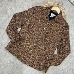 Coldwater Creek Tapestry Multicolor Brocade Jacquard Button Front Top Jacket M thumbnail 1