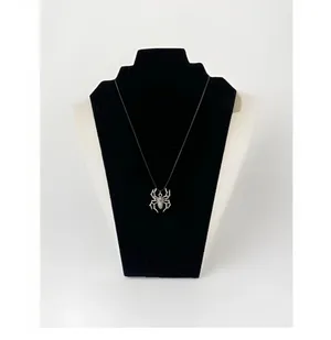 Silver Spider Pendant Necklace Black Leather Cord Gothic Punk Halloween Spooky thumbnail 2