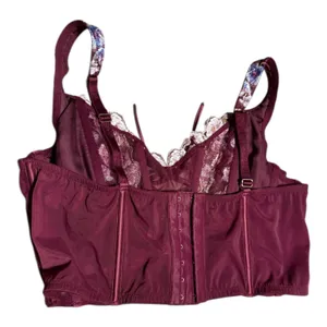Victoria's Secret dream angels Burgundy floral embroidery corset bra lingerie thumbnail 4