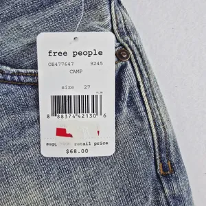 Free People NWT‎ Women's Blue Denim Camp Frayed Hem Button Fly Jean Shorts - 27 thumbnail 7