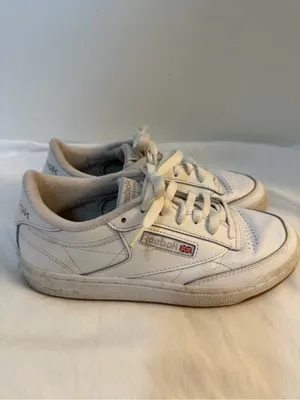 Reebok White Leather Low-Top Sneakers with Gray Accents thumbnail 2