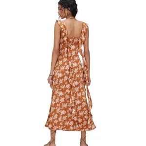 Nordstrom NWT Cider Woven Cowl Floral Ruffle Hem Maxi Dress Sz 6 thumbnail 4