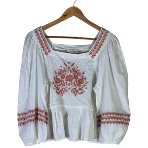 Universal Threads Womens Boho 100% Cotton Embroidered Peasant Top White Size M thumbnail 3