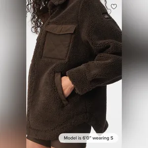 Alo Yoga NWT Plush Sherpa Edge Shacket in Expresso Button Down, Front Pockets S thumbnail 3