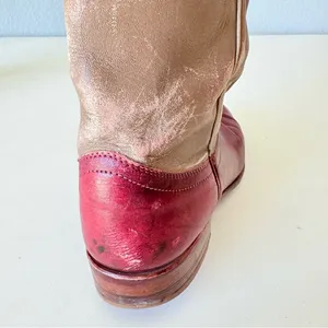Justin Boots Tan Red Leather Western Cowgirl Knee High Pull On Womens Size 5.5 B thumbnail 5
