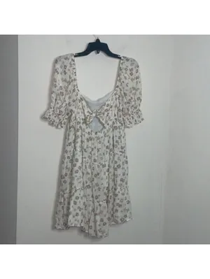 Her entire name says Grace Brown, and cream floral, Boho tiered dress thumbnail 7