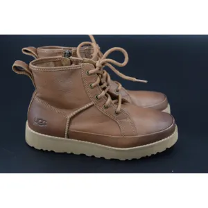 UGG Deconstructed Lace Leather Side Zip Boots Women Brown Good Size 6 Toe Round thumbnail 2