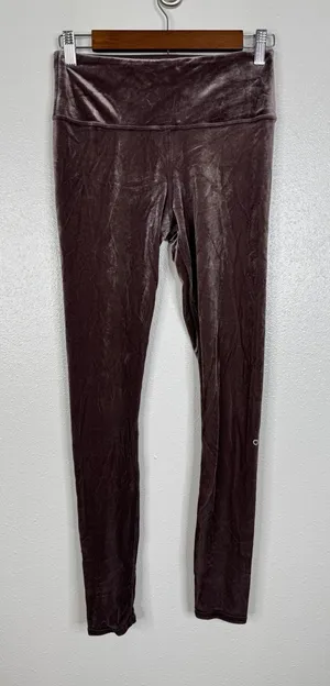 Alo Yoga High Waist Lush Velvet‎ Leggings Purple Brown Crushed Velvet Small thumbnail 1
