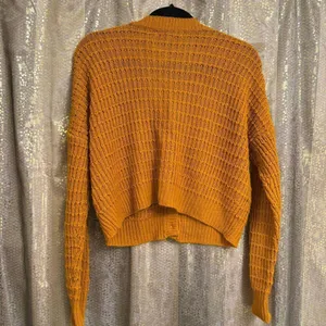 Love Change Knit Crochet Golden Orange Cardigan Sweater Medium thumbnail 2