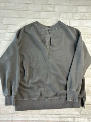 Aerie Oversized Black Sweatshirt with White Lace Bow Graphic Size XS thumbnail 3