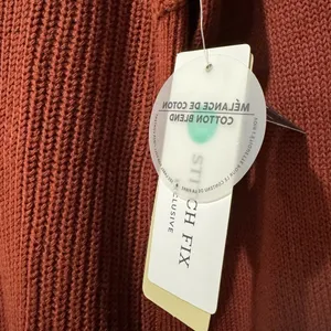 NWT STITCH FIX RD STYLE Women's Sz L Long Sleeve Josslyn V Neck Sweater Rust thumbnail 7