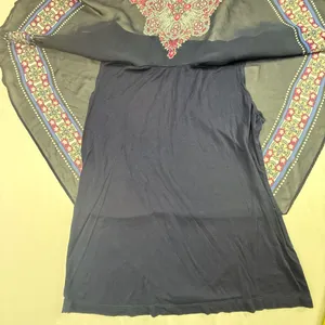 Apt. 9 Women's Navy Blue Floral Medallion Chiffon Layer Overlay Tank Top Size L thumbnail 9