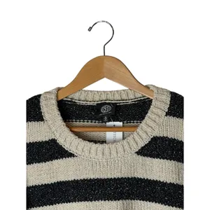 Bobeau Chenille Shine Stripe‎ Sweater Women Medium Ivory Black NWT Metallic Knit thumbnail 4