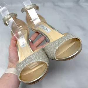 Jimmy Choo Annie 85 Glitter Ankle Strap Open Toe Mid Height Sandal Heels Formal thumbnail 8