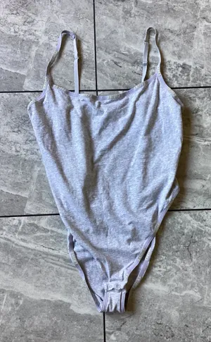 SKIMS Cotton Logo Bodysuit Light Heather Grey 3X Adjustable Straps Snap thumbnail 1