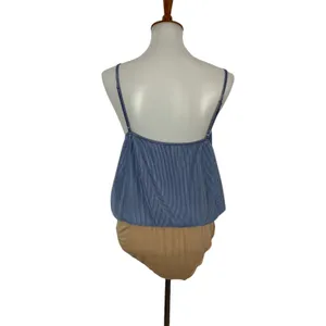 Wayf Womens Bodysuit XL Blue Sleeveless Surplice V-Neck Pleated Clubwear Y2K thumbnail 5