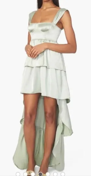 WeWoreWhat Corset High Low Maxi dress Fog Green size 4 thumbnail 1