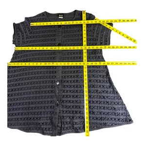 Dottie Couture Black Cotton Eyelet Button Front Swim Cover Up Size Large thumbnail 6