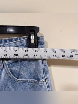 Meshki women’s straight leg light blue denim size 8 high rise raw hem thumbnail 3