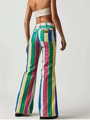 Wrangler Wanderer 622 High Rise Flare Jeans Womens Size 30x34 Multicolor Striped thumbnail 4