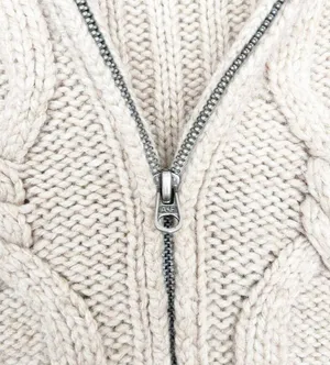 Abercrombie Cream Cable Knit Full Zip Sweater Sz S thumbnail 3