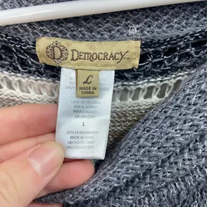 Democracy women's tan gray knit cowl neck tassel crocheted‎ sweater poncho large thumbnail 5