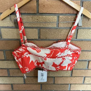 NWT Amur Alina Cotton Floral Bra Top Coral Colorblock Flowers Size 6 thumbnail 7