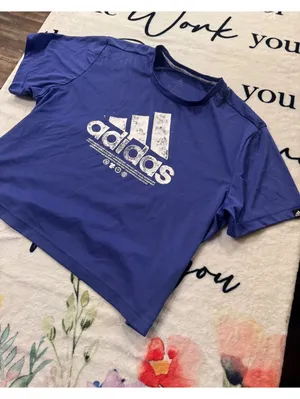 adidas Primeblue printed cropped t-shirt, royal blue, size XL thumbnail 3