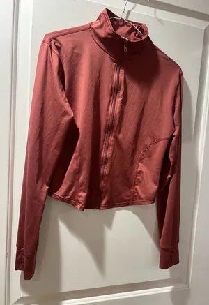 Cropped Zip Front track Jacket in Dusty Rose Pink Size M thumbnail 1