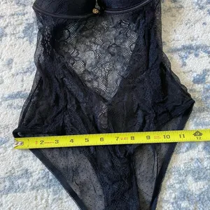 Daisy Fuentes Black Sheer Mesh Bodysuit thumbnail 11