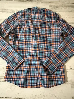 Frank & Eileen Orange and Blue Plaid Barry Cotton Button-Down Shirt thumbnail 6